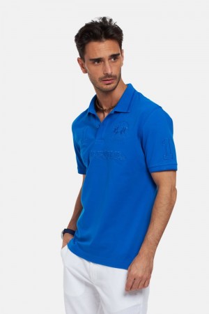 La Martina Kısa-sleeved Regular Fit Polo Gömlek Erkek Mavi | YYB-3374