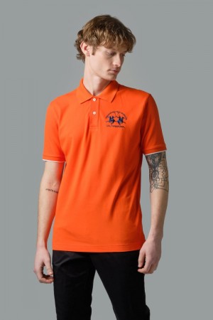 La Martina Kısa-sleeved Regular Fit Polo Gömlek Erkek Kırmızı Turuncu | MKF-2217