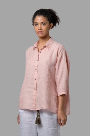 La Martina Regular-fit 100% Linen Gömlek Kadın Pembe | FBU-0828