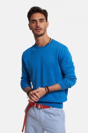 La Martina Regular-fit Brushed Pamuklu Sweatshirt Erkek Mavi | MIX-2687