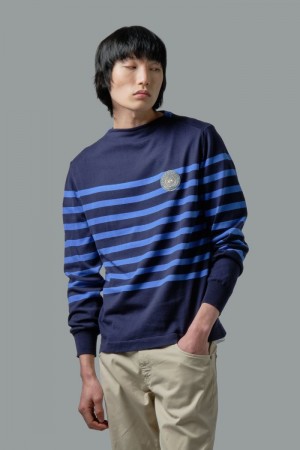 La Martina Regular-fit Brushed Pamuklu Sweatshirt Erkek Lacivert Mavi | GLY-8065