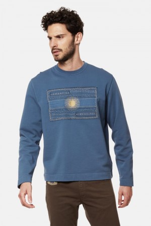 La Martina Regular-fit Brushed Pamuklu Sweatshirt Erkek Mavi | ASO-3125