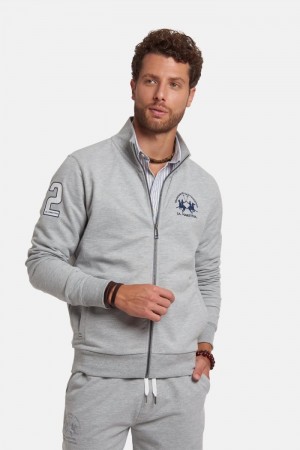 La Martina Regular-fit Brushed Pamuklu Sweatshirt Erkek Açık Gri | INZ-4106