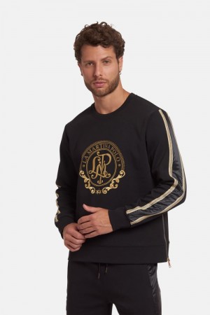 La Martina Regular-fit Brushed Pamuklu Sweatshirt Erkek Siyah | JKE-2341