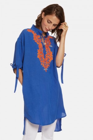 La Martina Regular-fit Linen-blend Kaftan Kadın Mavi | EPZ-3035