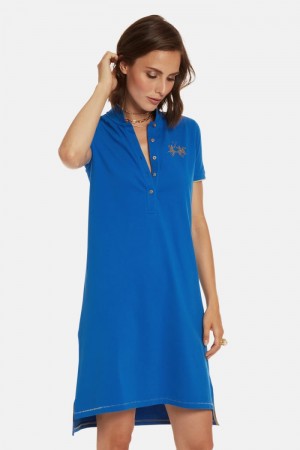 La Martina Regular-fit Polo Dress Kadın Mavi | FYB-3348