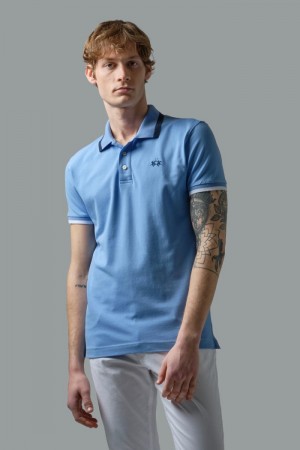 La Martina Slim-fit Stretch Piqué Polo Gömlek Erkek Mavi | RVO-4794