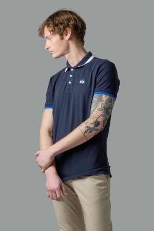 La Martina Slim-fit Stretch Piqué Polo Gömlek Erkek Lacivert | KXE-2512