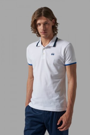 La Martina Slim-fit Stretch Piqué Polo Gömlek Erkek Beyaz | SHB-8790