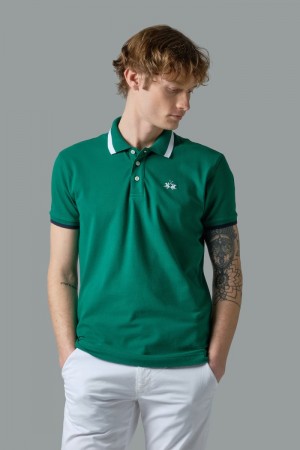 La Martina Slim-fit Stretch Piqué Polo Gömlek Erkek Yeşil | HFH-8255