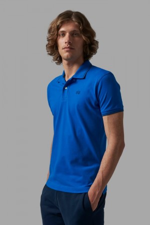 La Martina Slim-fit Stretch Piqué Polo Gömlek Erkek Mavi | BPI-3002