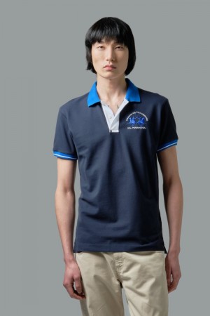 La Martina Slim-fit Stretch Piqué Polo Gömlek Erkek Lacivert | NMW-0798