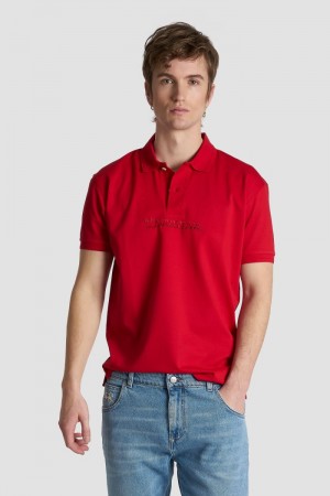 La Martina Slim-fit Stretch Piqué Polo Gömlek Erkek Kırmızı | OOB-0255