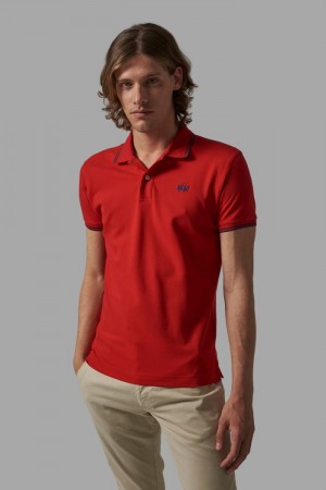 La Martina Slim-fit Stretch Piqué Polo Gömlek Erkek Kırmızı | ADA-5982