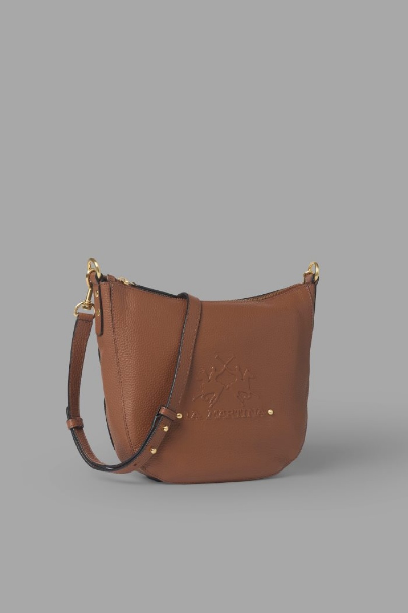 La Martina Deri Crossbody Half-moon Çanta Kadın Kahverengi | EQH-6406