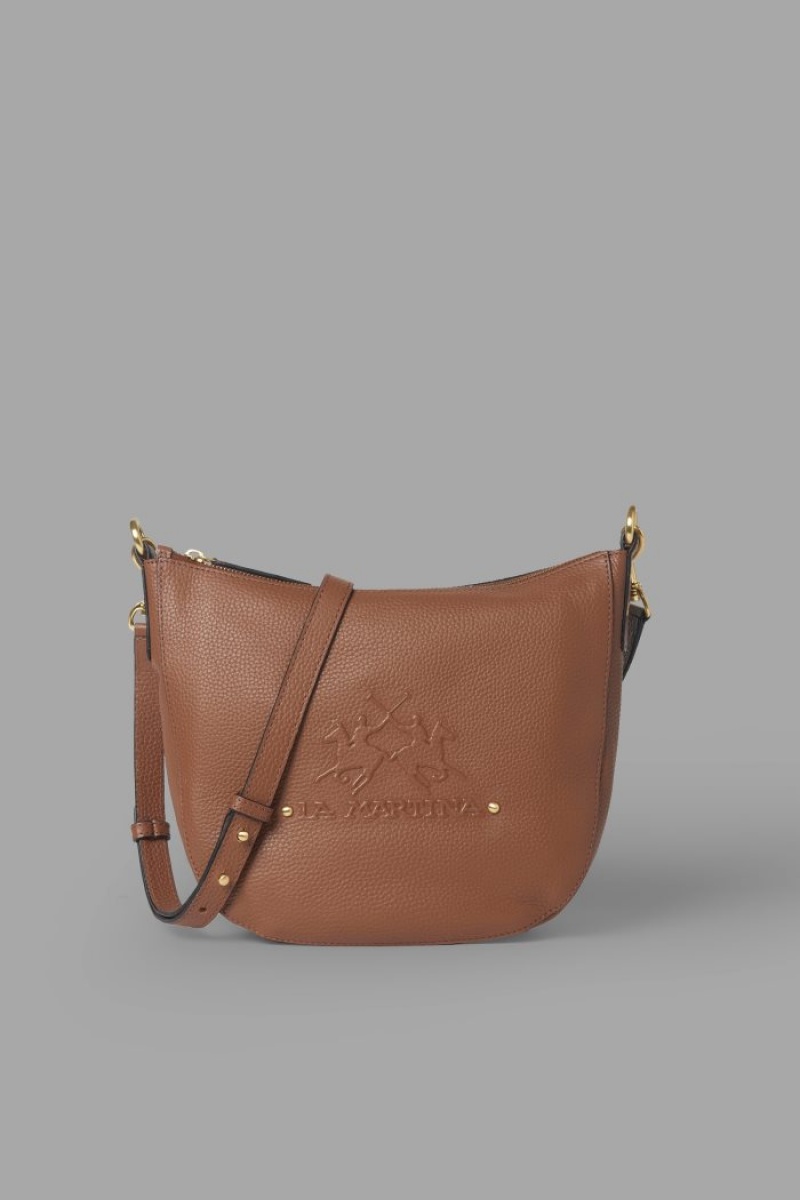 La Martina Deri Crossbody Half-moon Çanta Kadın Kahverengi | EQH-6406