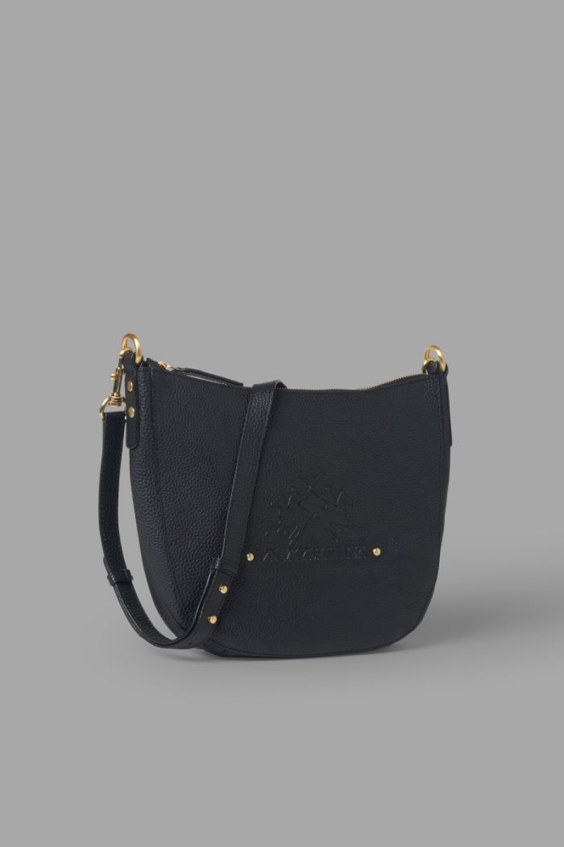 La Martina Deri Crossbody Half-moon Çanta Kadın Siyah | HEM-3204