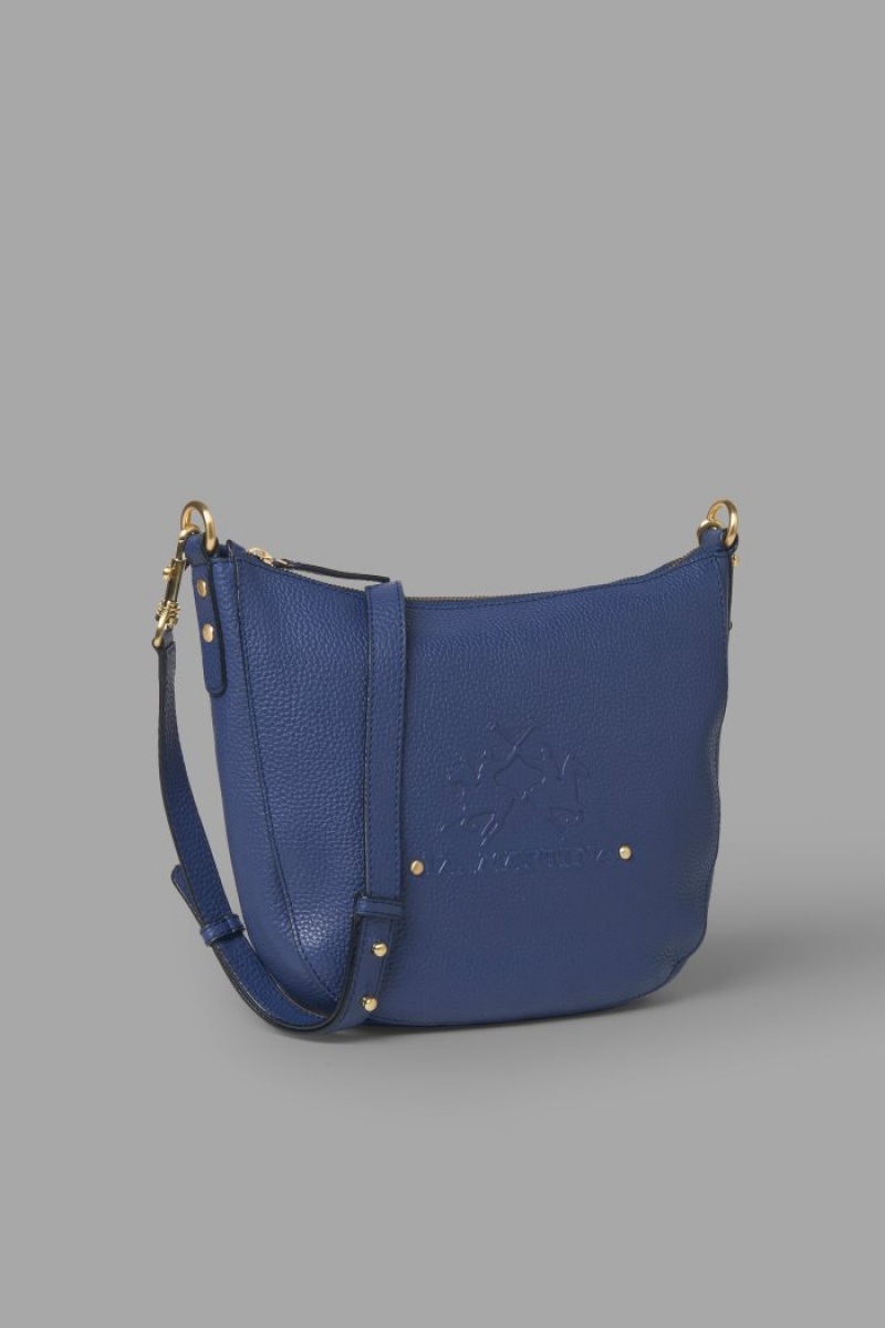 La Martina Deri Crossbody Half-moon Çanta Kadın Lacivert | WVA-2765