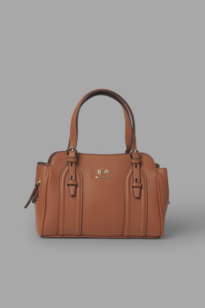 La Martina Faux Deri Satchel Çanta Kadın Kahverengi | OHR-4068