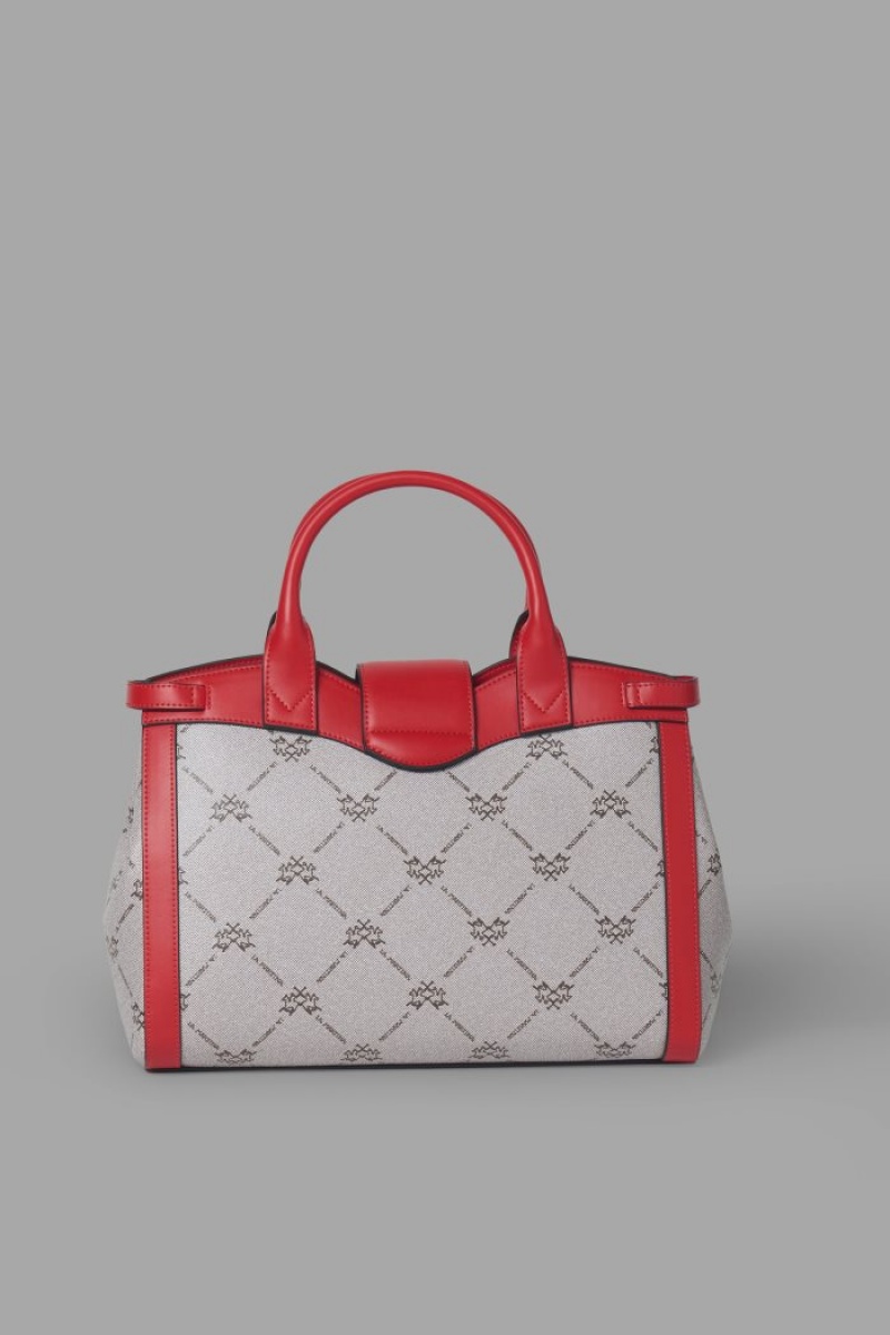 La Martina Featuring An All-over Logo Print Satchel Çanta Kadın Kırmızı | ISB-4547