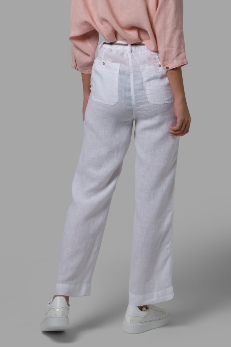 La Martina Regular-fit 100% Linen Pantolonlar Kadın Beyaz | WTY-7425