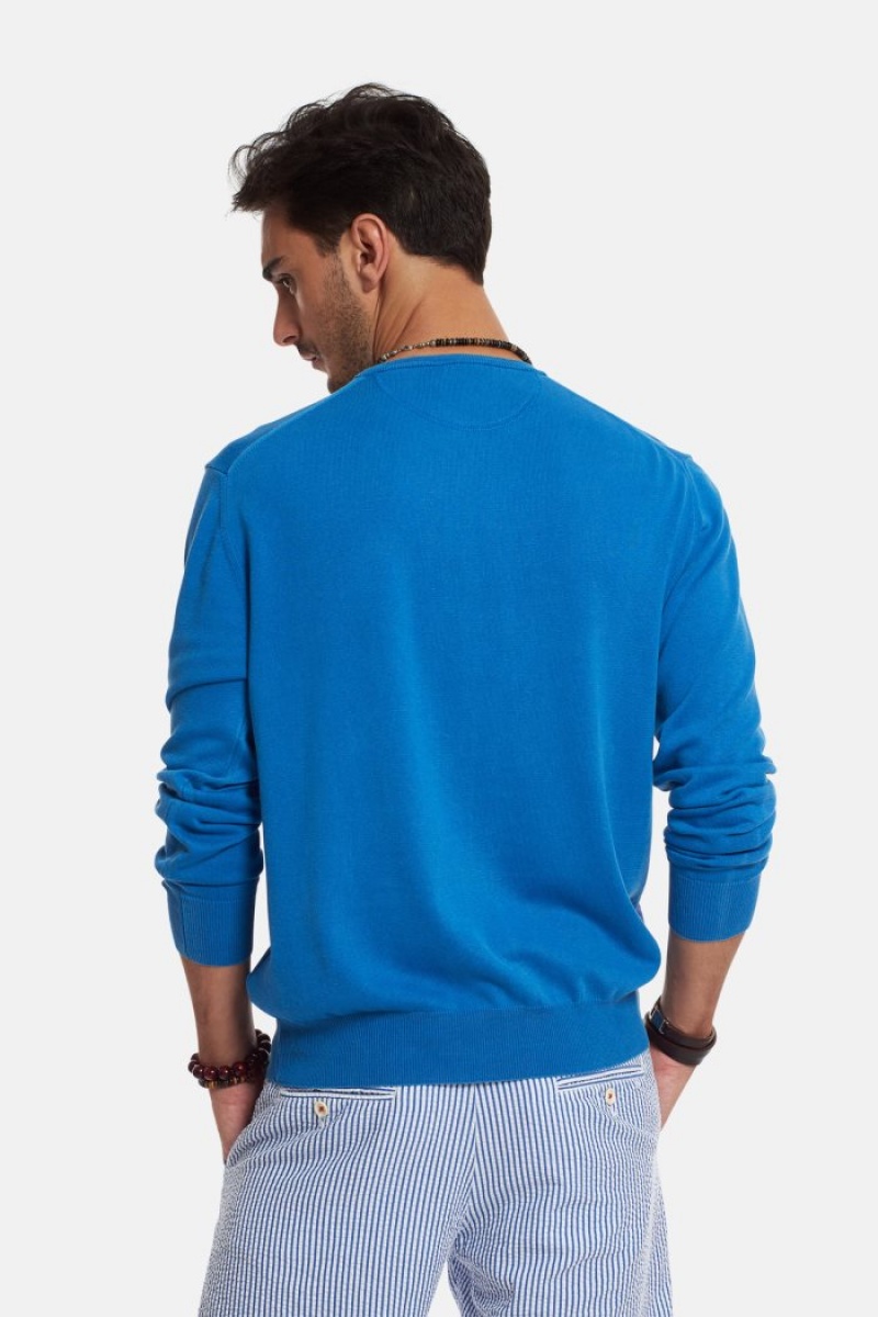 La Martina Regular-fit Brushed Pamuklu Sweatshirt Erkek Mavi | MIX-2687