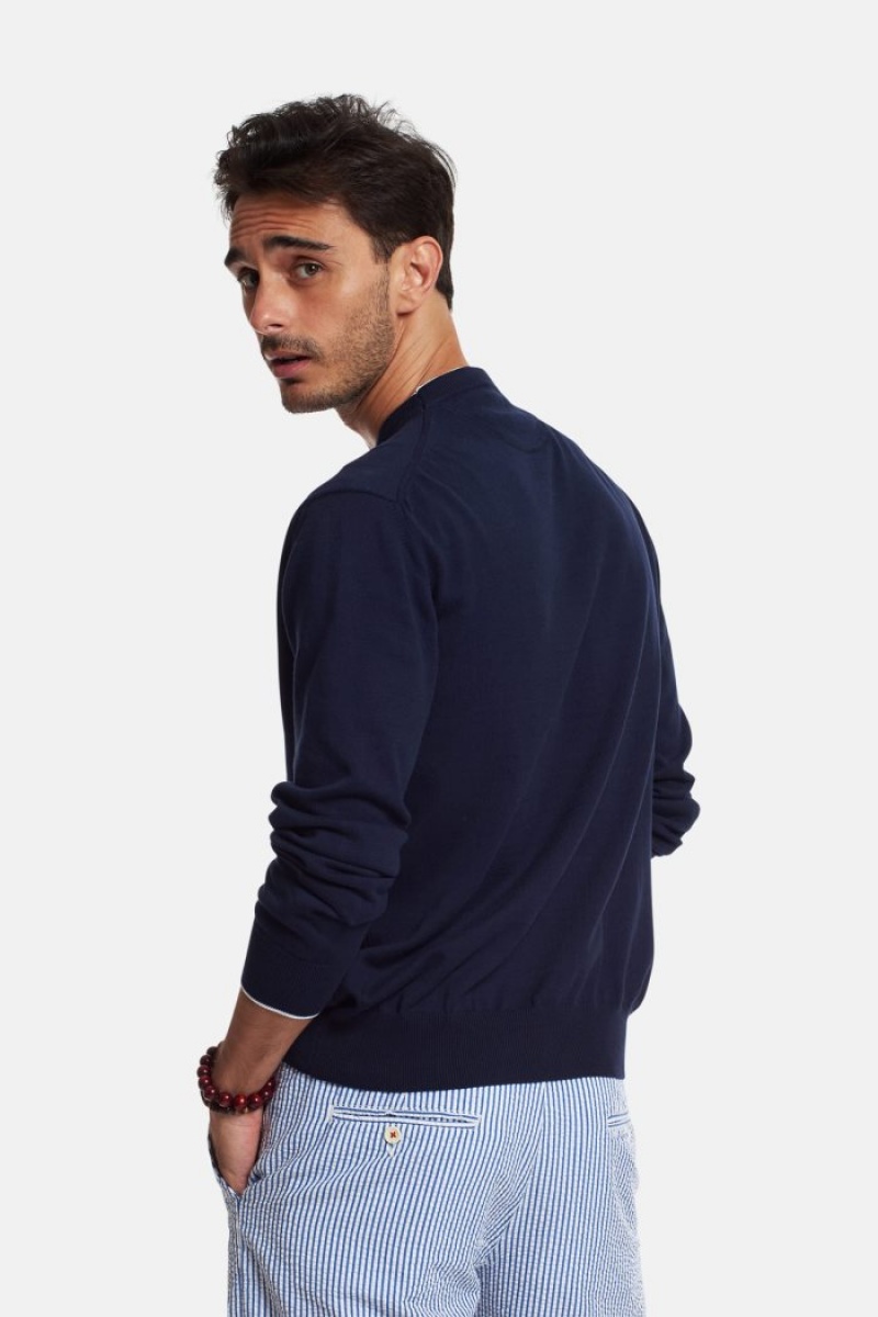 La Martina Regular-fit Brushed Pamuklu Sweatshirt Erkek Lacivert | BNC-8288