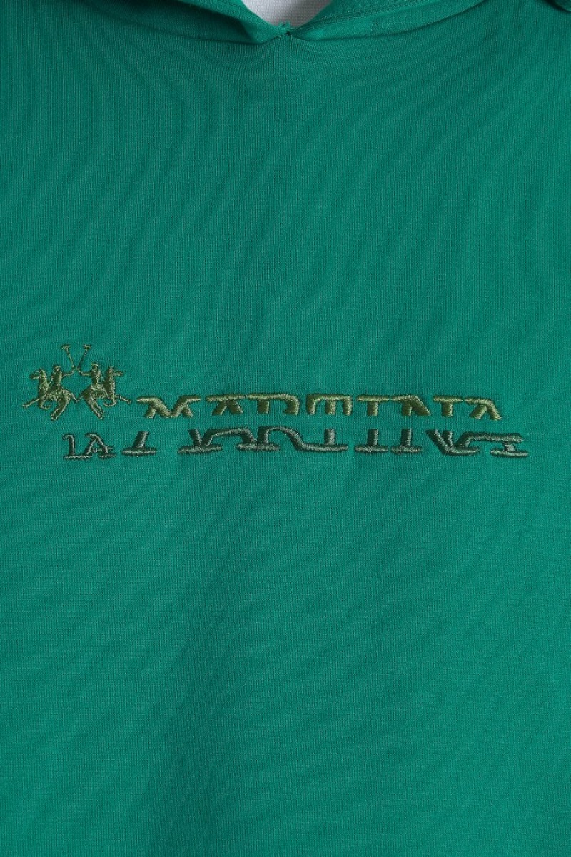 La Martina Regular-fit Brushed Pamuklu Sweatshirt Erkek Yeşil | DAX-7792