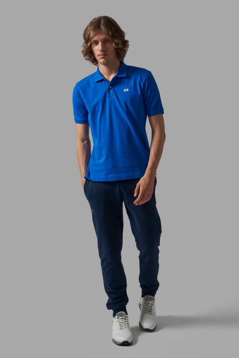 La Martina Regular-fit Klasik Piqué Polo Gömlek Erkek Mavi | SKP-0407