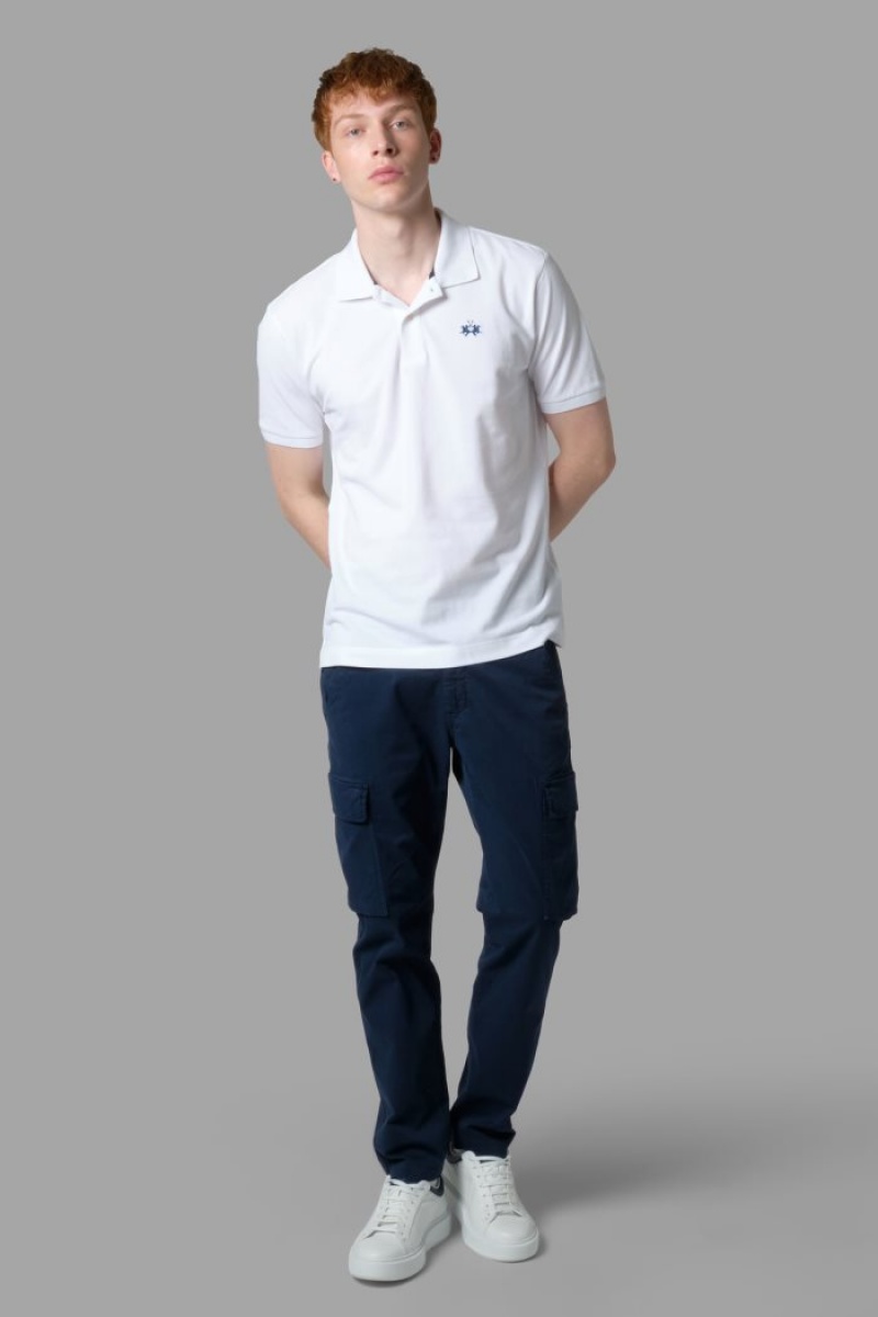 La Martina Regular-fit Klasik Piqué Polo Gömlek Erkek Beyaz | TGQ-8602