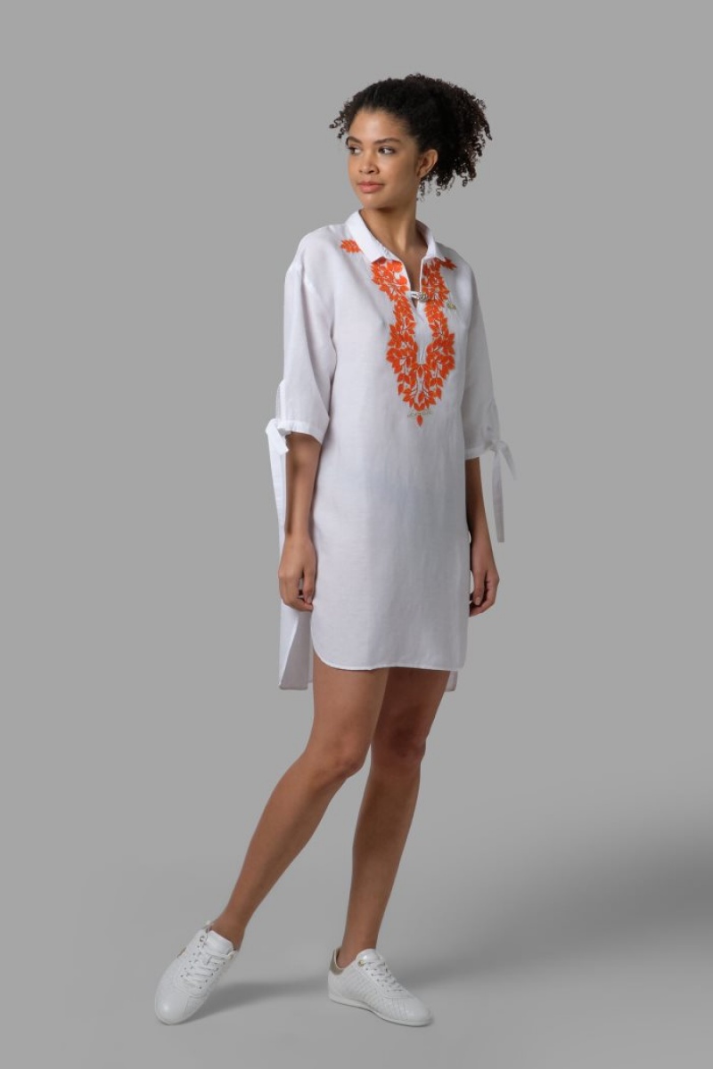 La Martina Regular-fit Linen-blend Kaftan Kadın Beyaz | MEC-5982