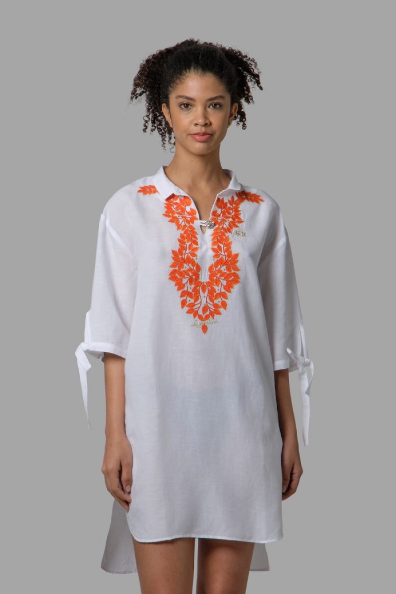 La Martina Regular-fit Linen-blend Kaftan Kadın Beyaz | MEC-5982