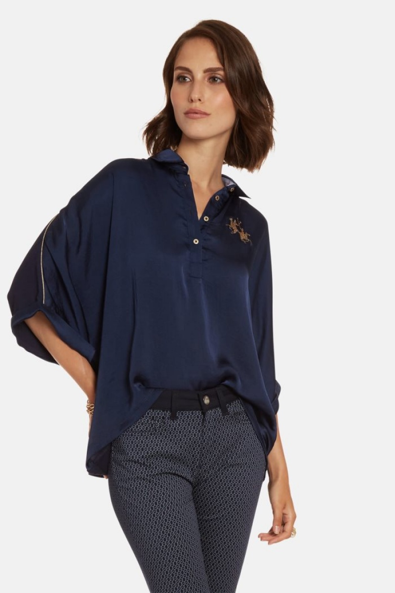 La Martina Regular-fit Sequin Polo Gömlek Kadın Lacivert | NKB-7703