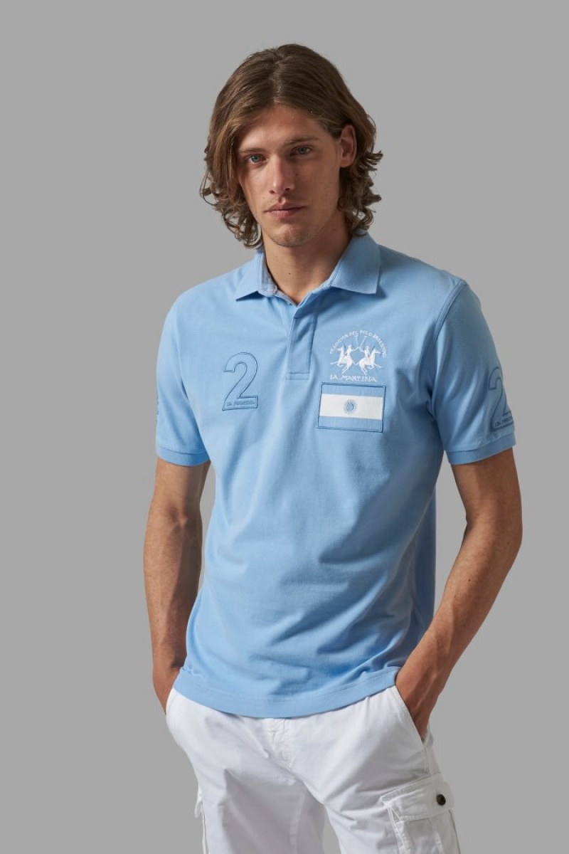 La Martina Regular-fit Stretch Pamuklu Polo Gömlek Erkek Mavi | PJT-9873