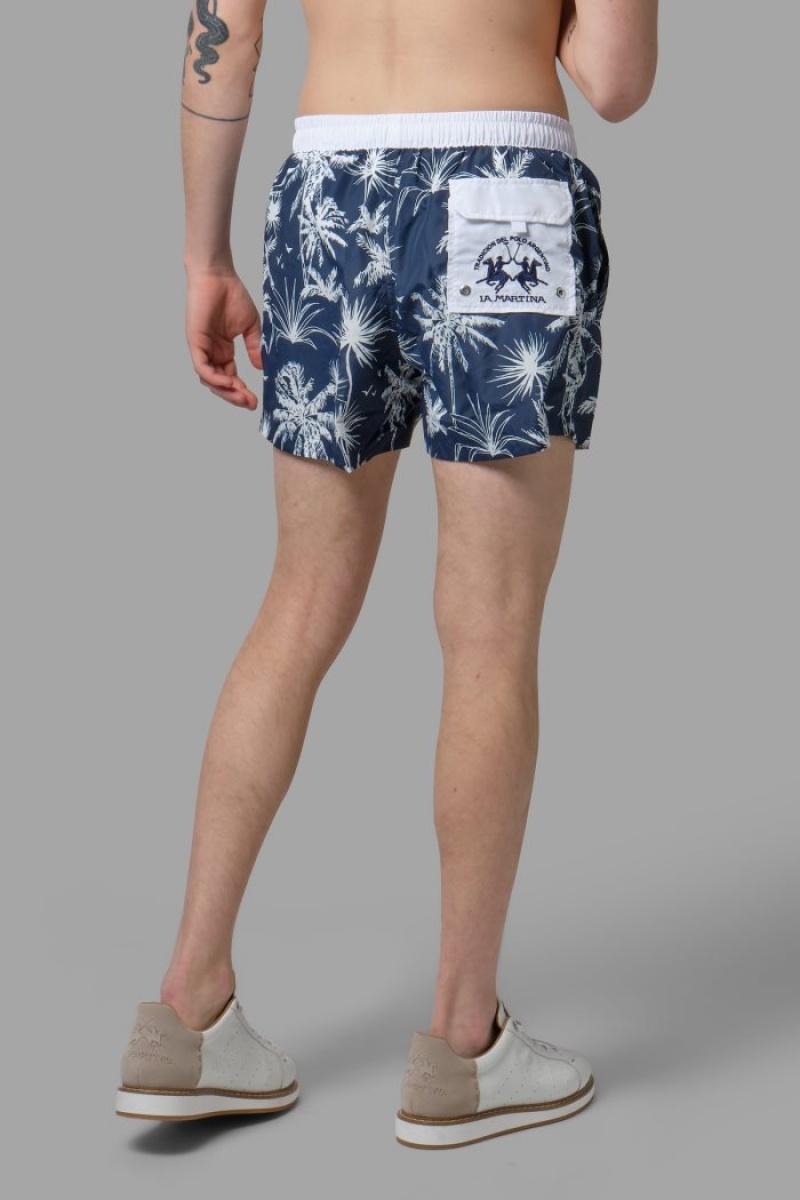 La Martina Regular-fit Swim Shorts Erkek Lacivert Beyaz | CPW-6428