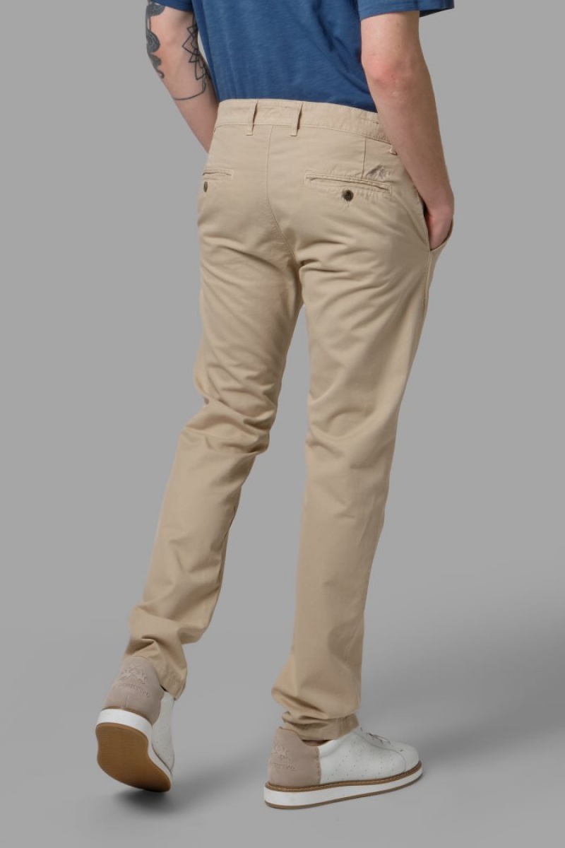 La Martina Slim-fit Linen-blend Çin Pantolonu Erkek Bej Rengi | ARE-1230