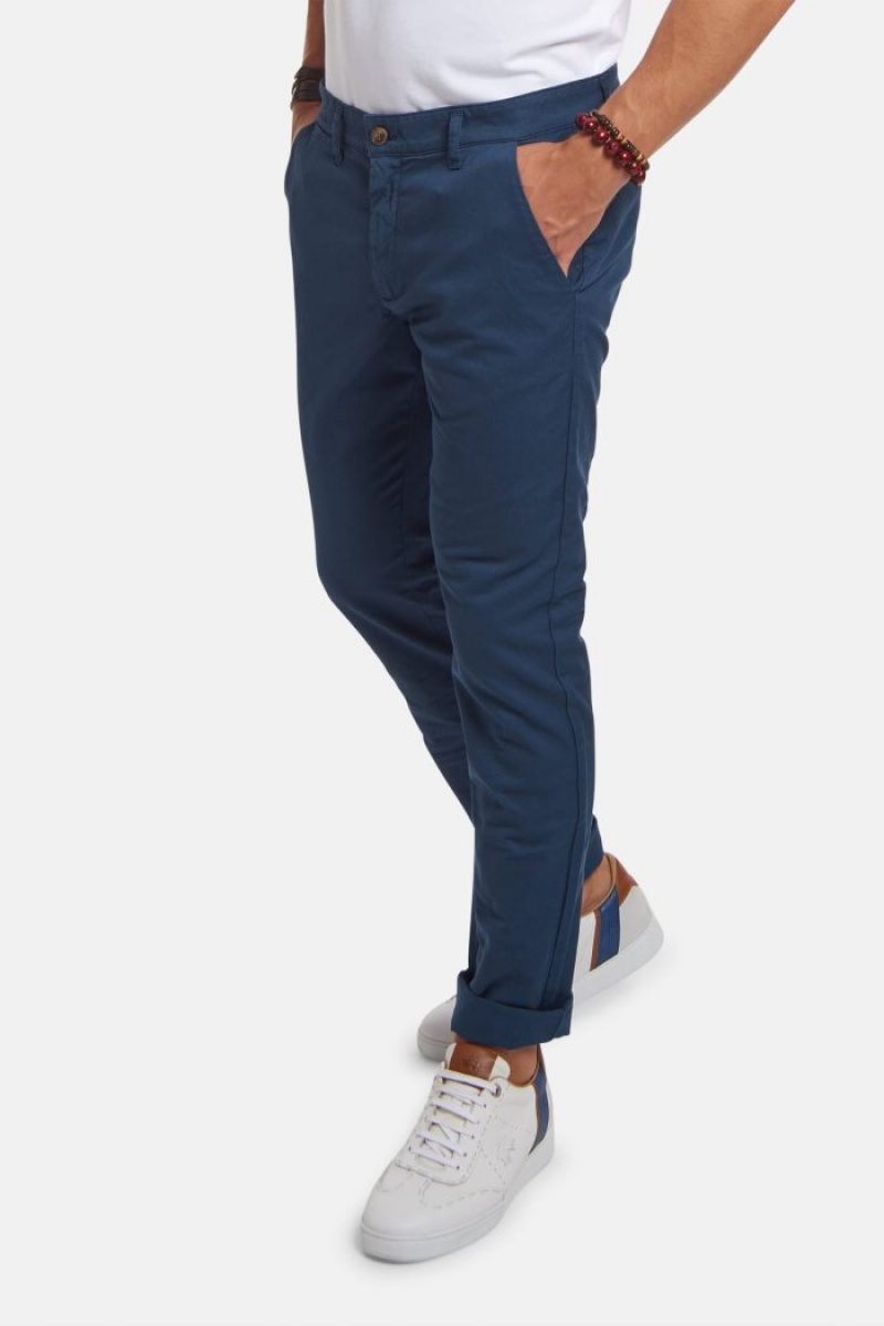 La Martina Slim-fit Linen-blend Çin Pantolonu Erkek Lacivert | IOM-9661