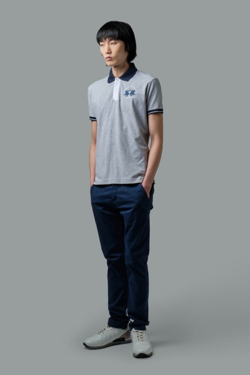 La Martina Slim-fit Stretch Piqué Polo Gömlek Erkek Açık Gri | GTW-3954