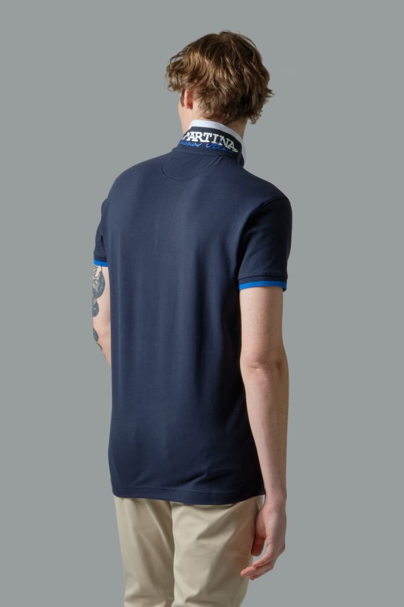 La Martina Slim-fit Stretch Piqué Polo Gömlek Erkek Lacivert | KXE-2512