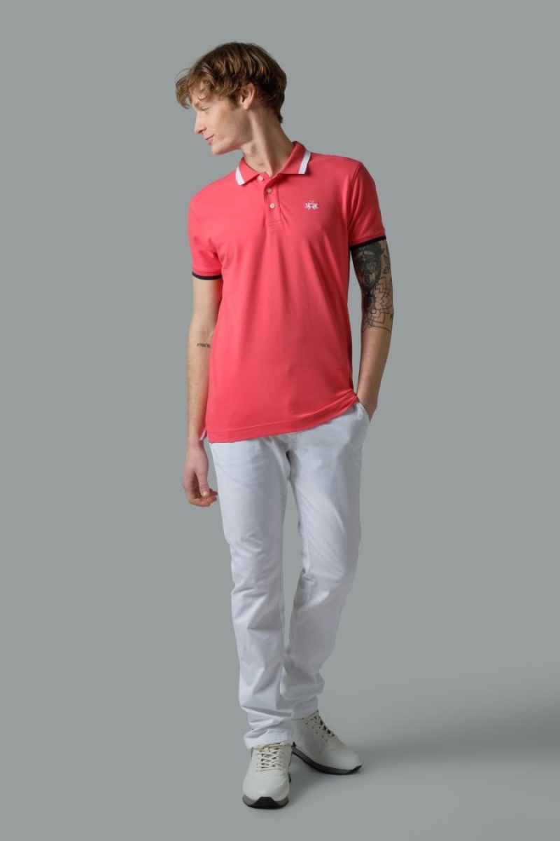 La Martina Slim-fit Stretch Piqué Polo Gömlek Erkek Mercan | MRM-2555