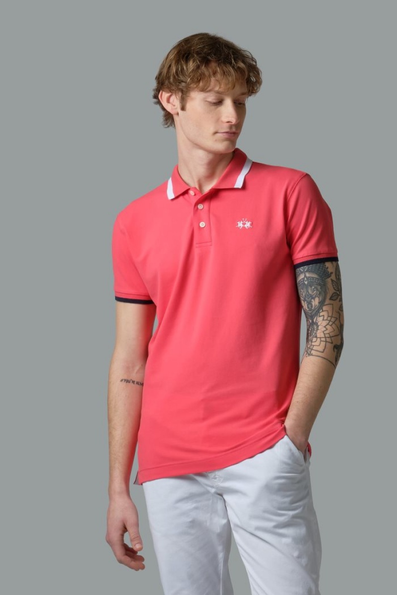 La Martina Slim-fit Stretch Piqué Polo Gömlek Erkek Mercan | MRM-2555