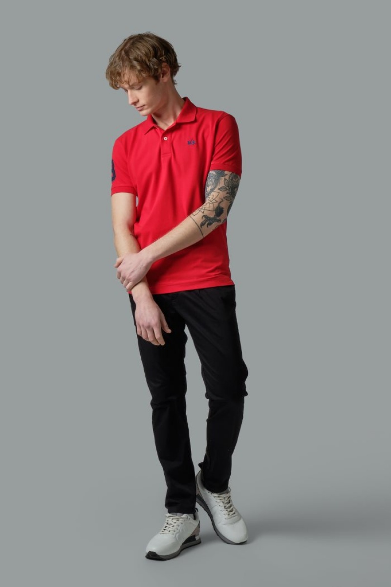 La Martina Slim-fit Stretch Piqué Polo Gömlek Erkek Kırmızı | DGL-0996