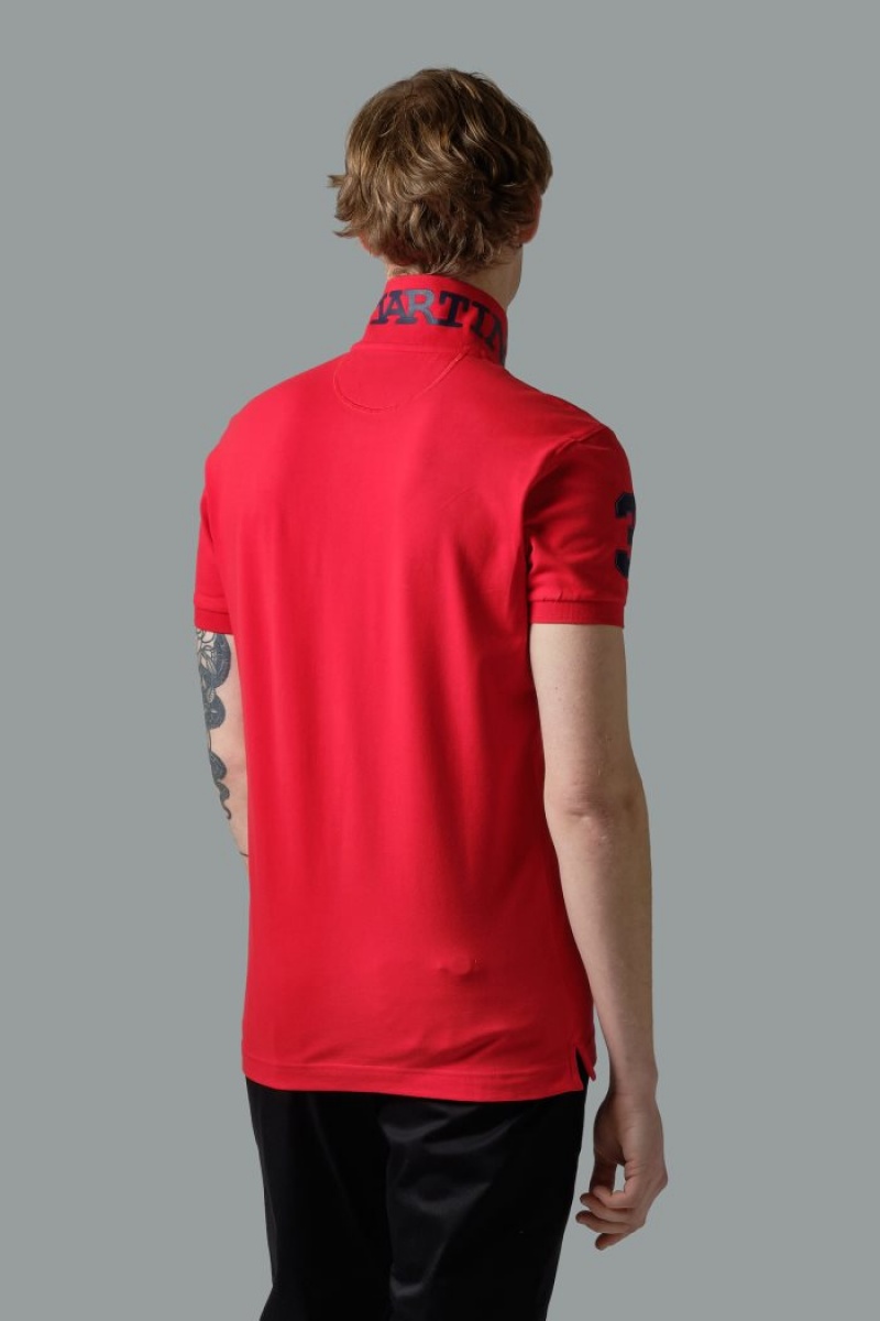 La Martina Slim-fit Stretch Piqué Polo Gömlek Erkek Kırmızı | DGL-0996