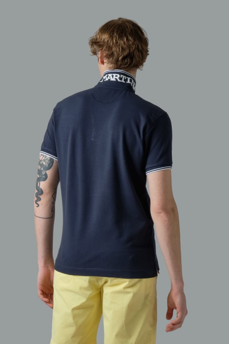 La Martina Slim-fit Stretch Piqué Polo Gömlek Erkek Lacivert | JZQ-5938