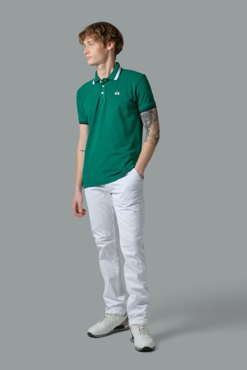 La Martina Slim-fit Stretch Piqué Polo Gömlek Erkek Yeşil | HFH-8255