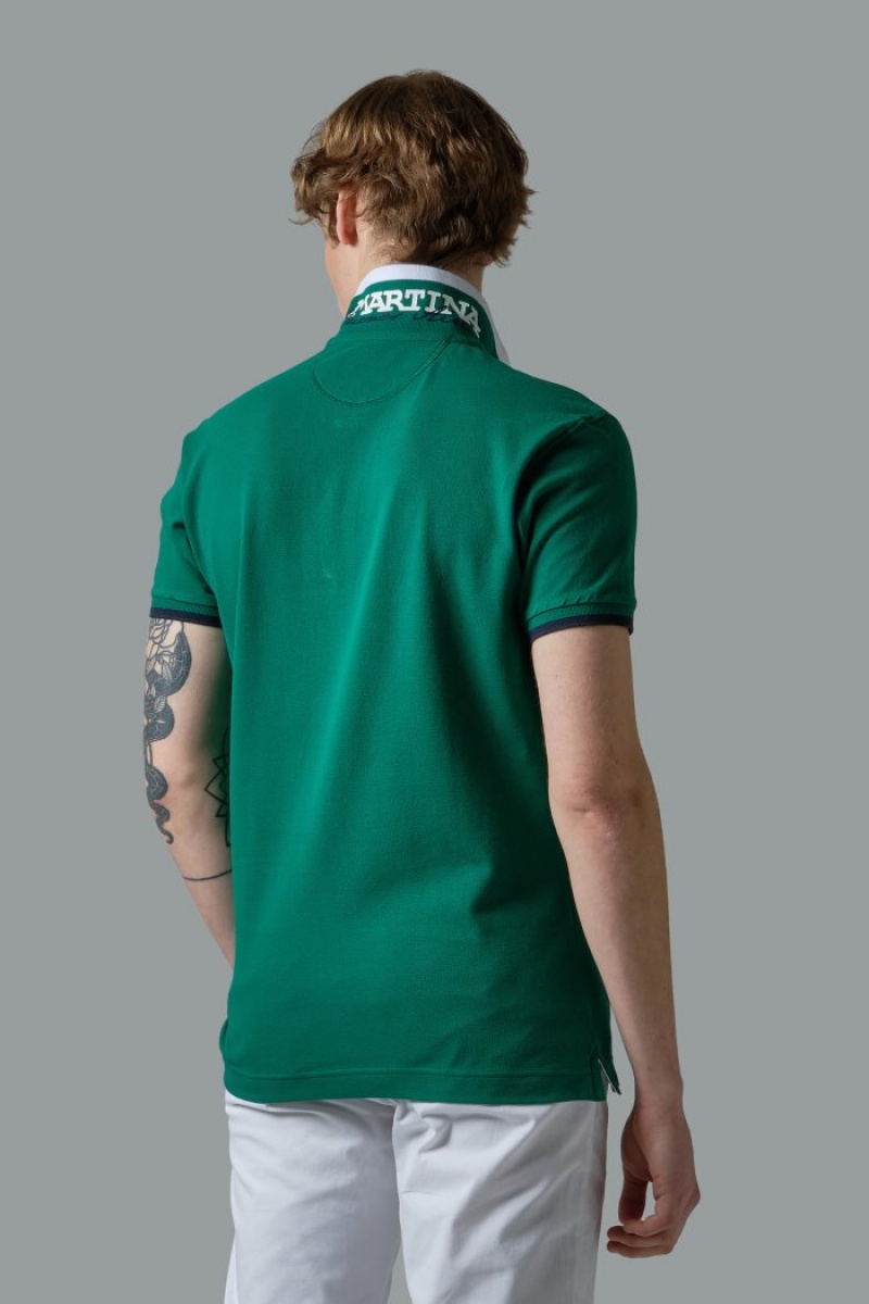 La Martina Slim-fit Stretch Piqué Polo Gömlek Erkek Yeşil | HFH-8255