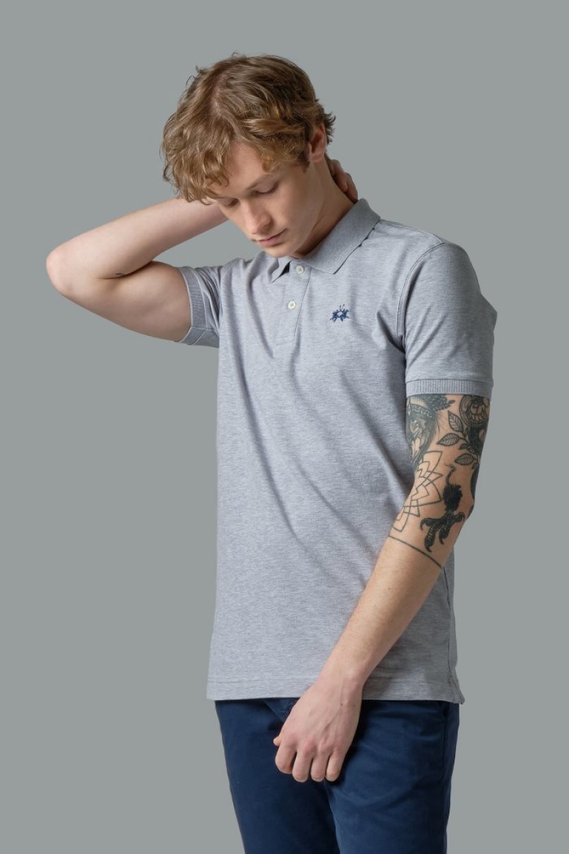 La Martina Slim-fit Stretch Piqué Polo Gömlek Erkek Açık Gri | ZIL-6481