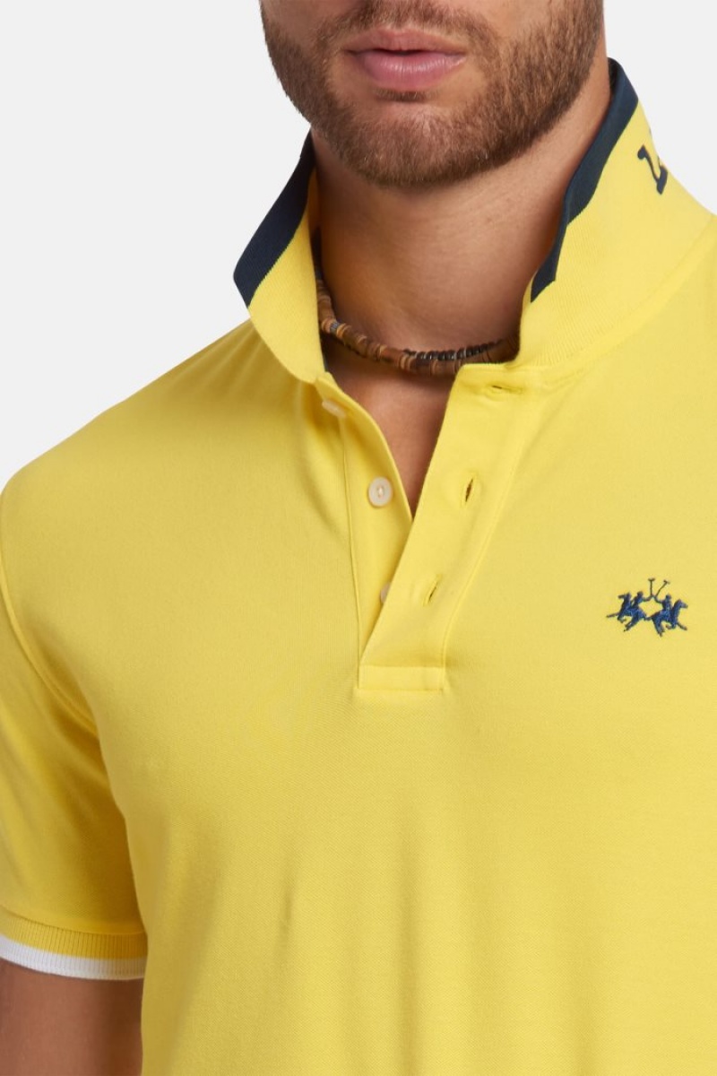 La Martina Slim-fit Stretch Piqué Polo Gömlek Erkek Sarı | VDD-9336