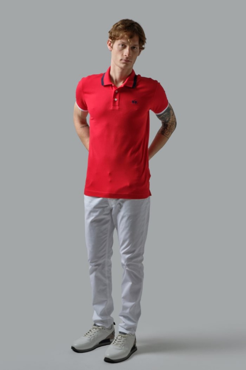 La Martina Slim-fit Stretch Piqué Polo Gömlek Erkek Kırmızı | RUL-2567