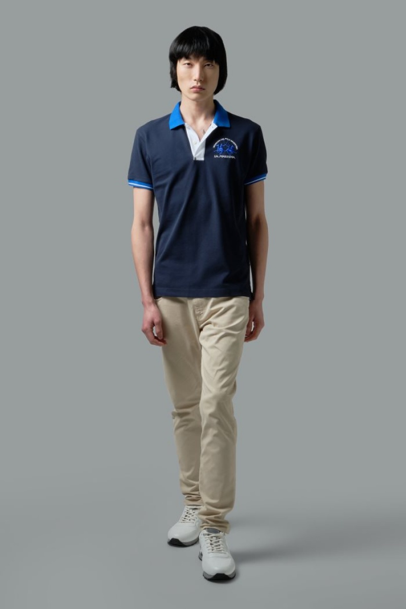 La Martina Slim-fit Stretch Piqué Polo Gömlek Erkek Lacivert | NMW-0798